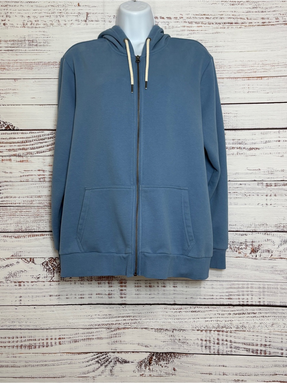 Market & Spruce Blue Zipper Hooded Fleece Jacket